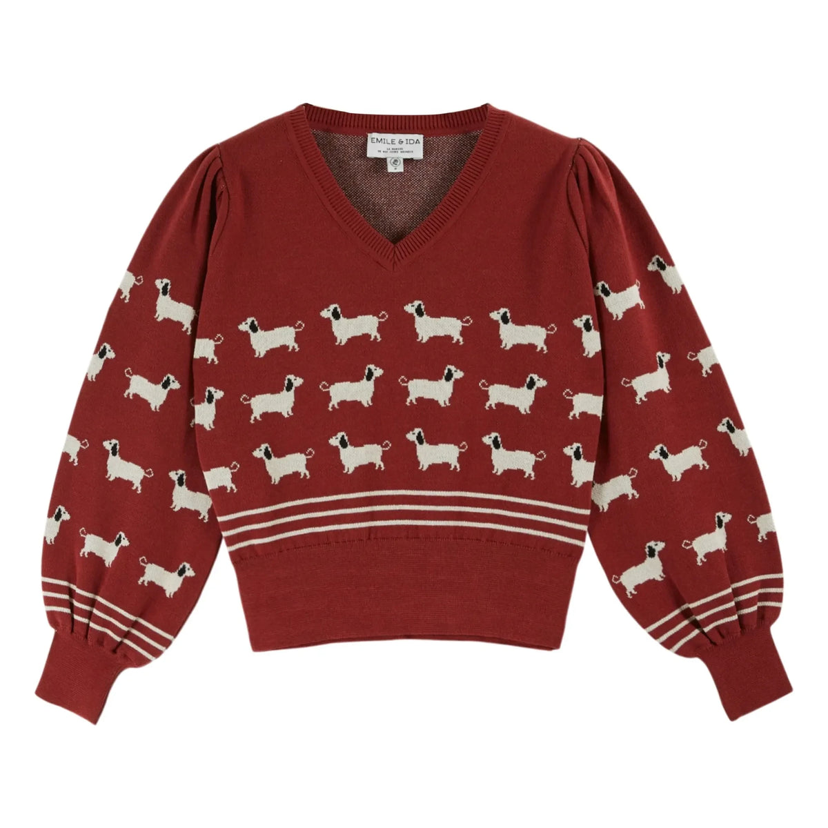 Emile et Ida - Cali Dog Organic Cotton Sweater | Brick Red