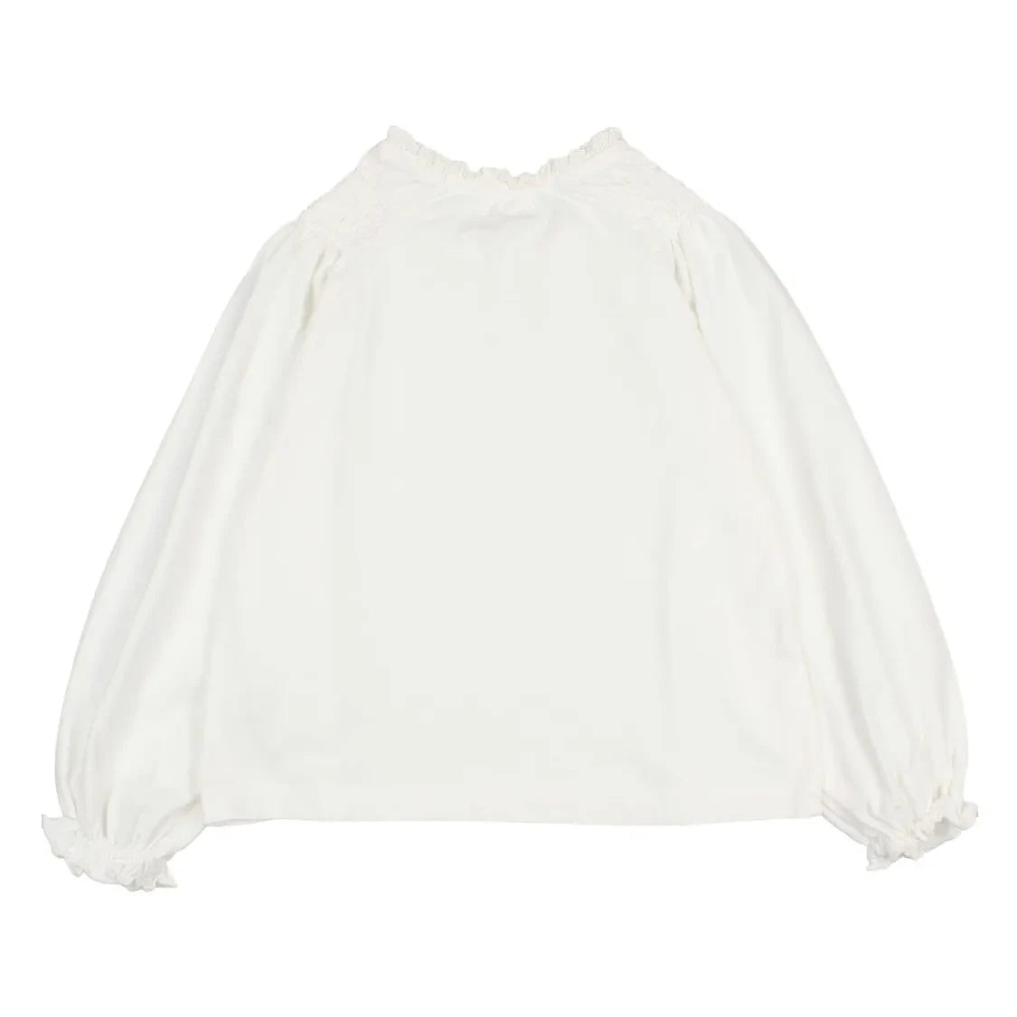 Búho - Girl's Organic Cotton Smock Detailed T-Shirt | White
