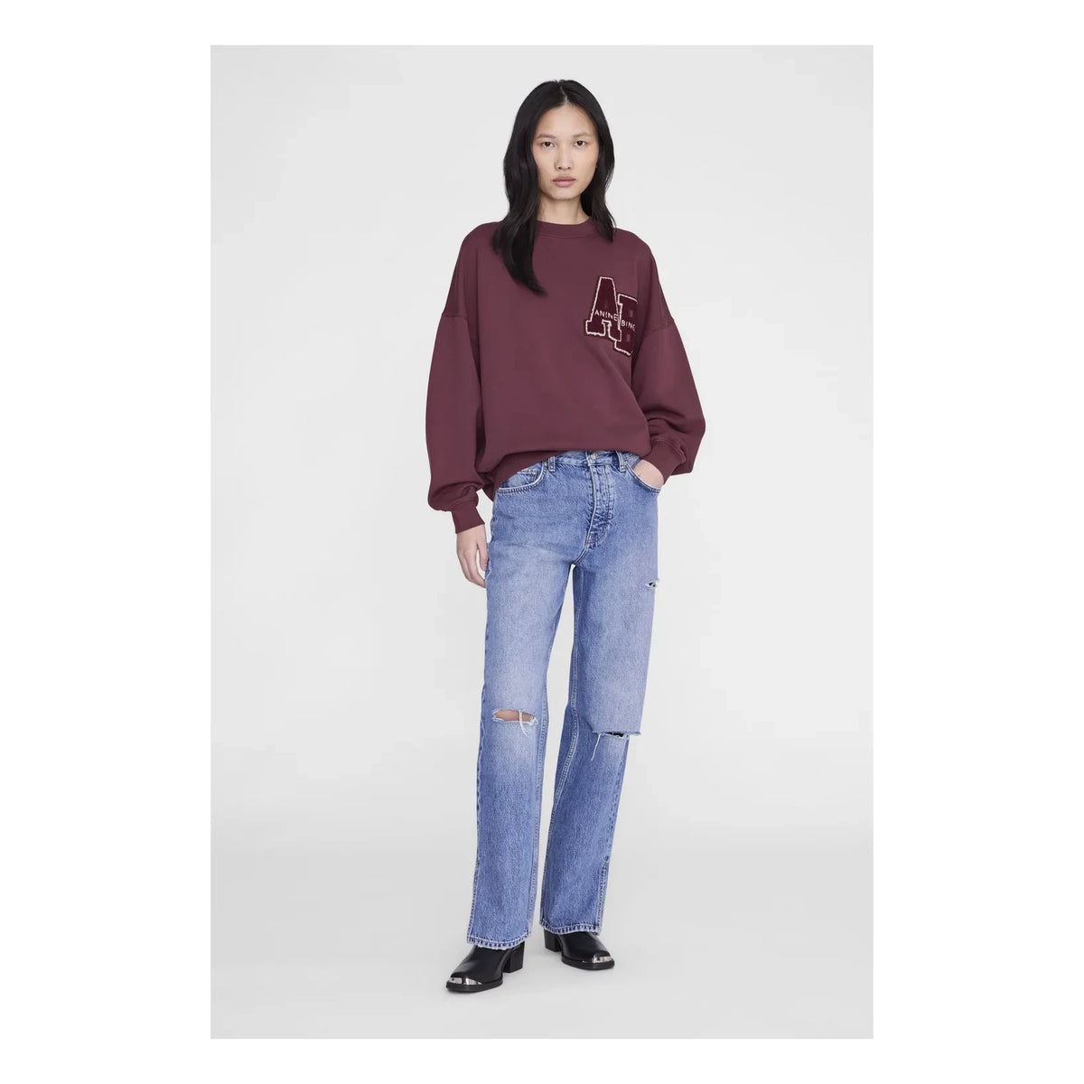 Anine Bing - Miles Letterman sweatshirt | Burgundy