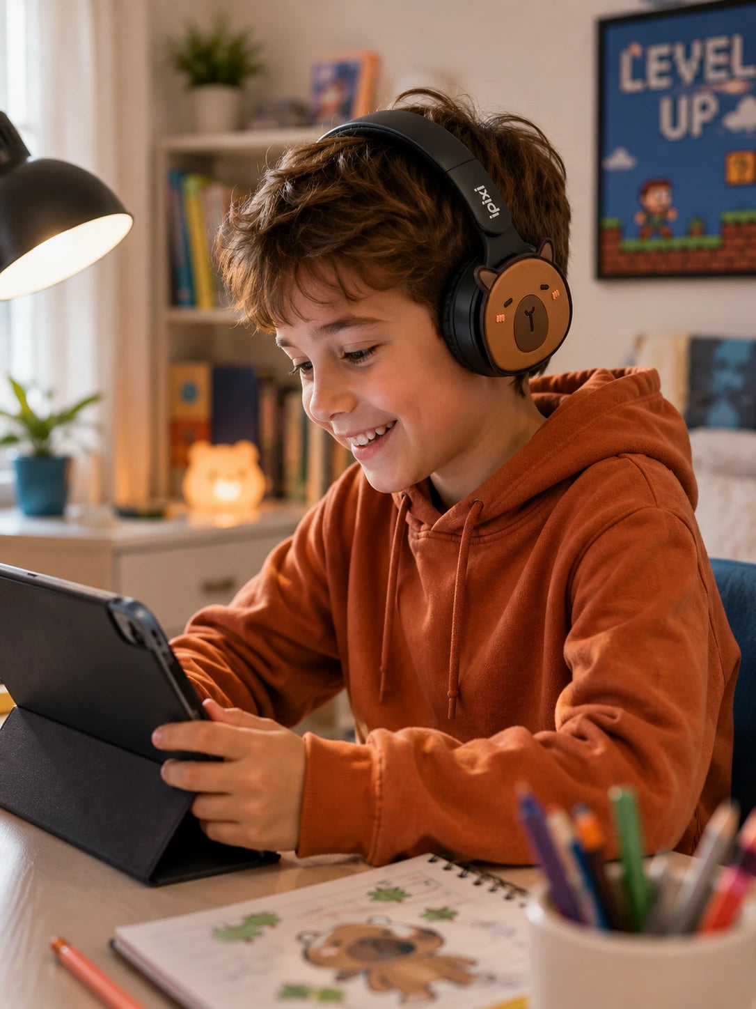 iPixi - Capybara Kids Bluetooth Black Headphones