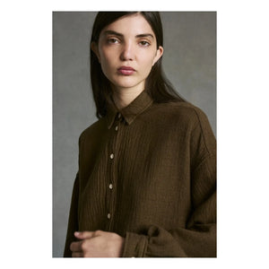 Hod - Kelly Gassed Cotton Shirt | Brown