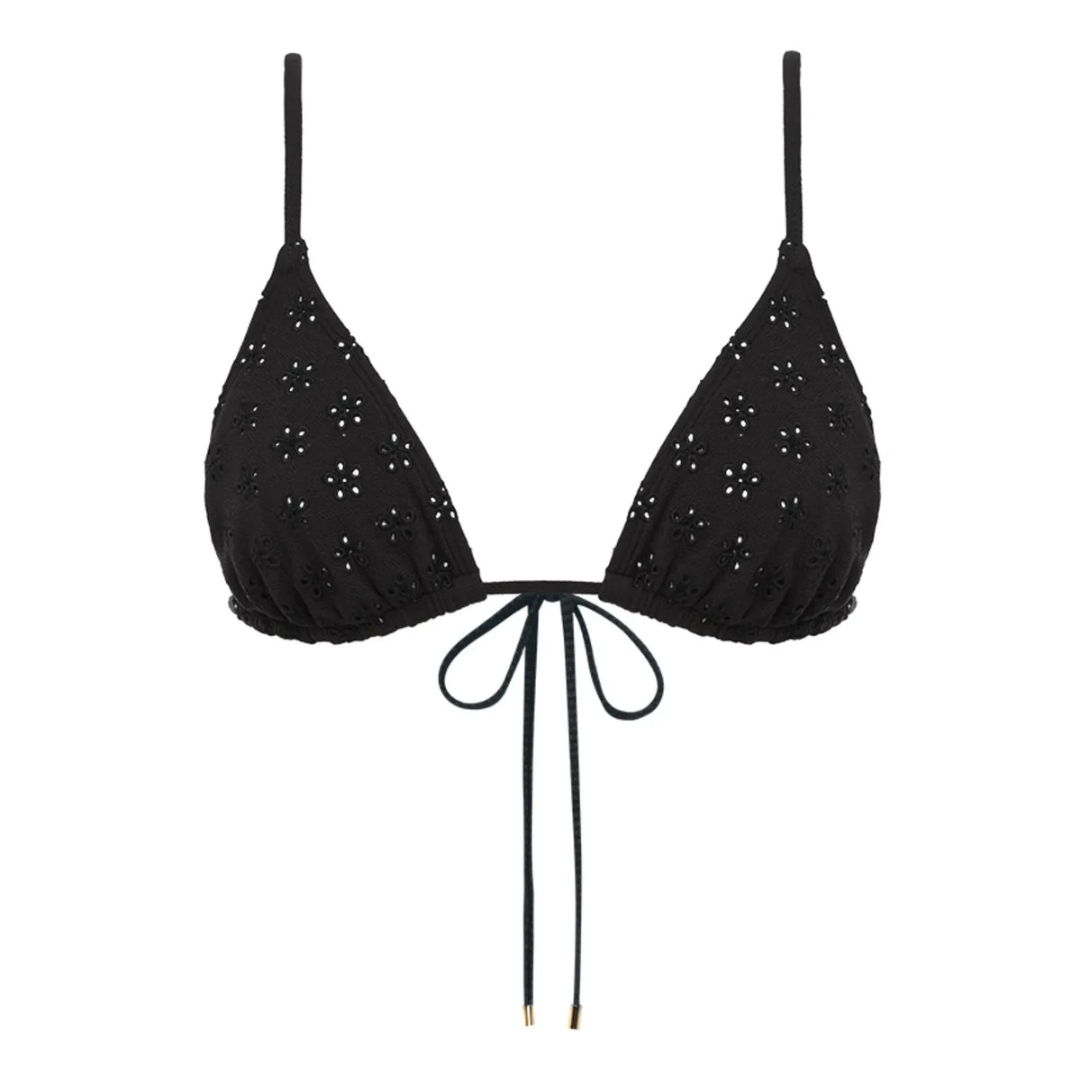 Peony - Embroidered Bikini Top | Black