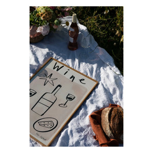 Rose England - Wine and Cheese Poster | Beige
