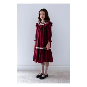 petite Amalie - Lace Ruffle Collar Dress | Cherry Red