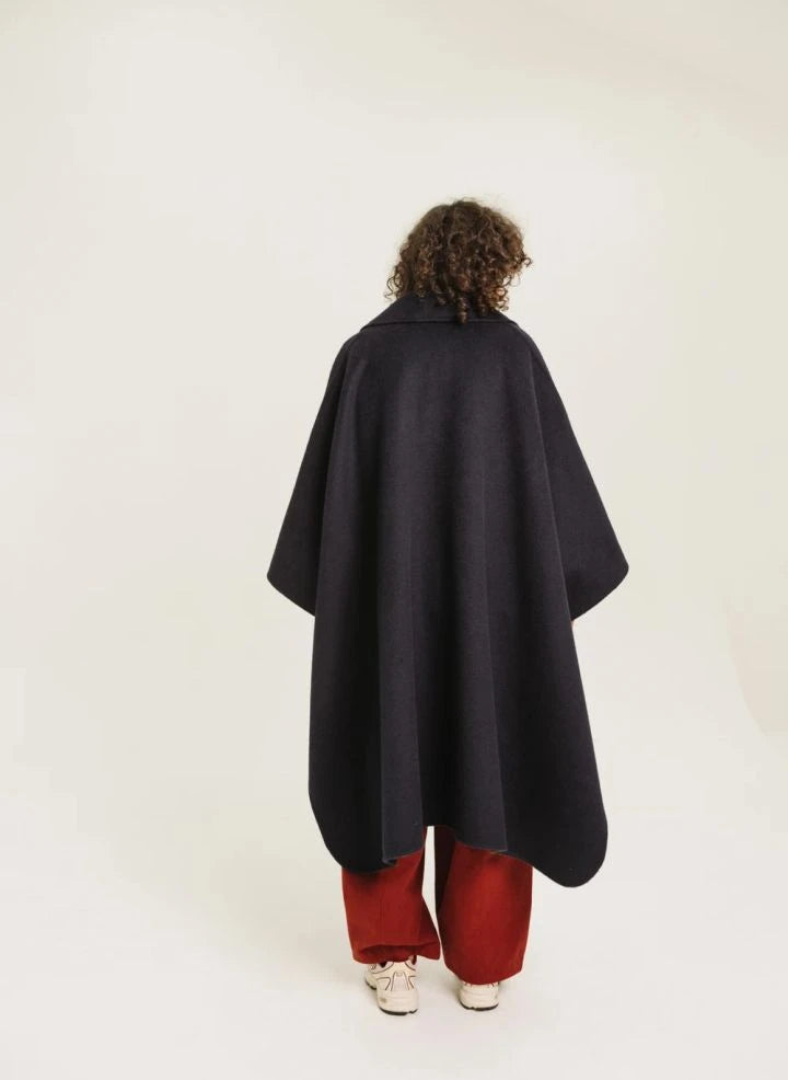 Sacrécoeur - Selena Reversible Cotton Cape | Blue