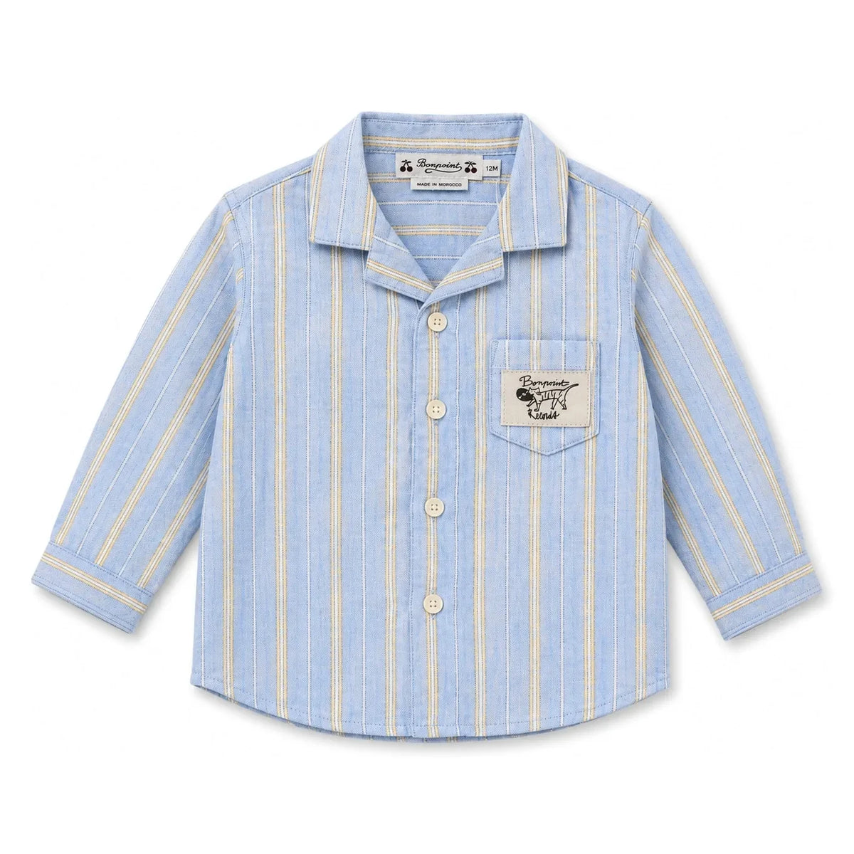 Bonpoint - Maxime Striped Organic Cotton Shirt | Light Blue