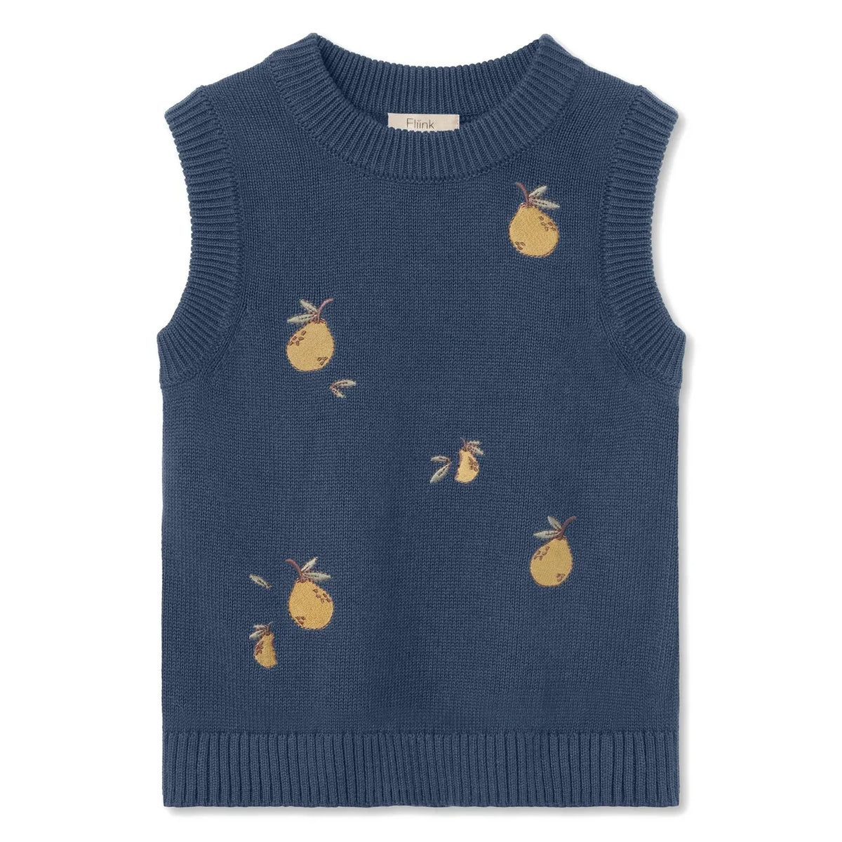 Fliink - Mahdi Mercan Patterned Sleeveless Sweater, Organic Cotton | Navy