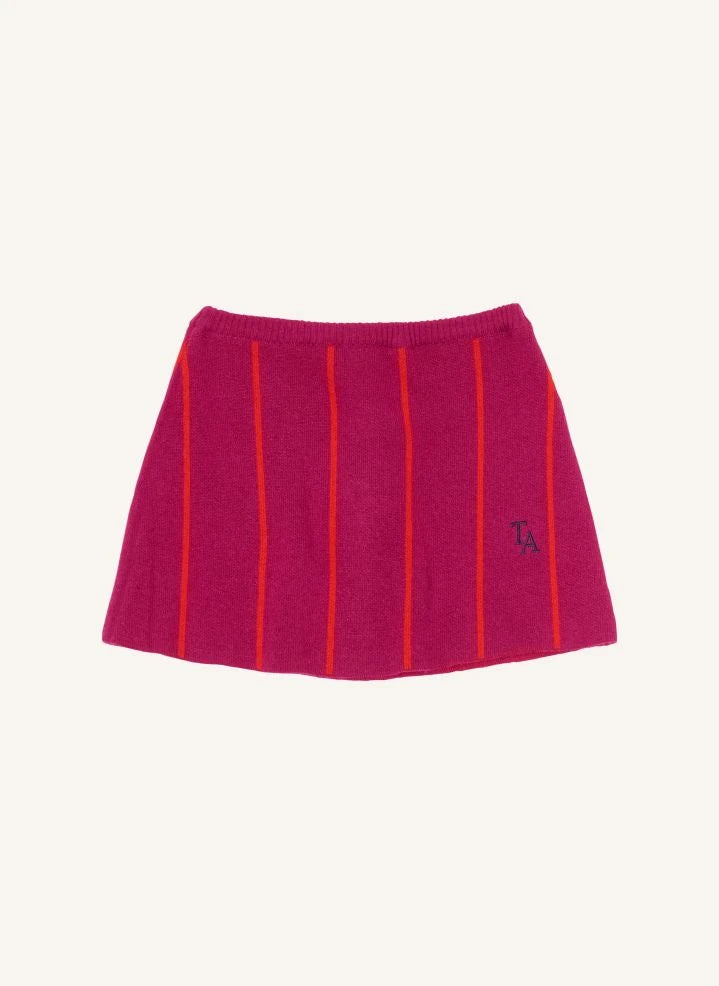True Artist - Striped Wool Ex Libris Skirt | Burgundy