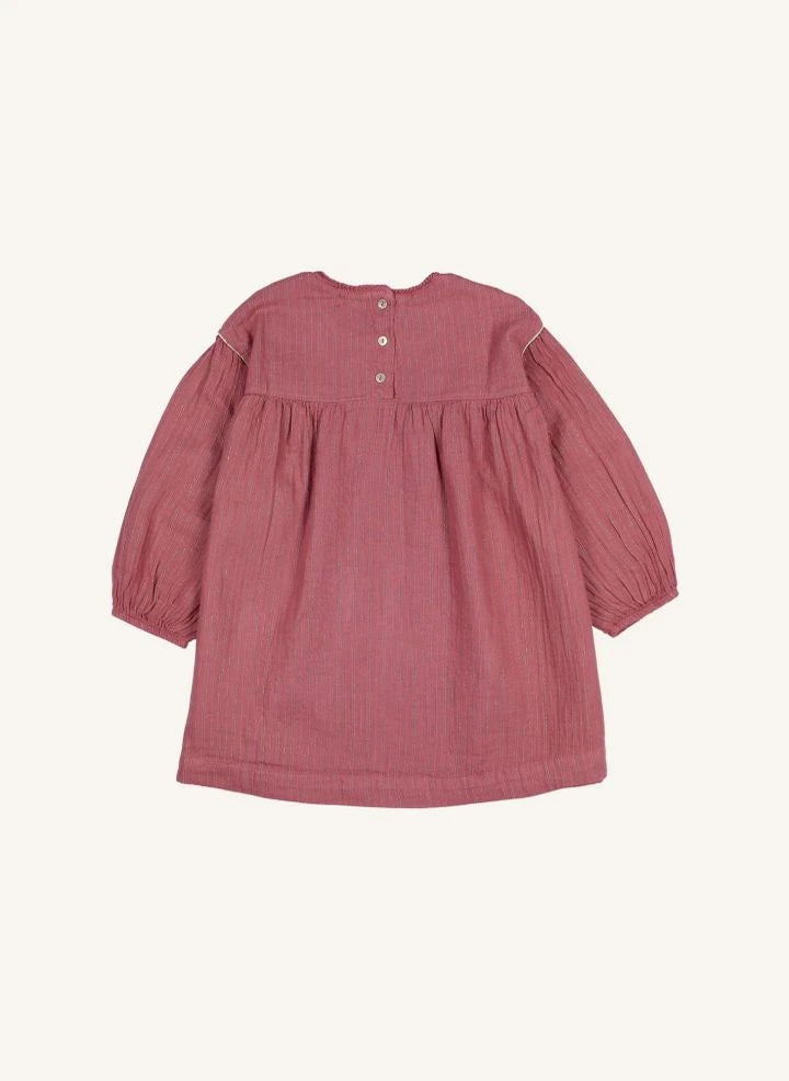 Búho - Organic Cotton Lurex Gauze Dress | Plum