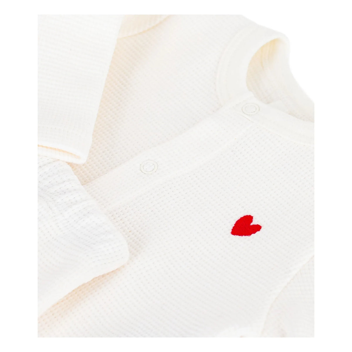Petit Bateau - Organic Cotton Honeycomb Pattern Cardigan and Pants Set | White