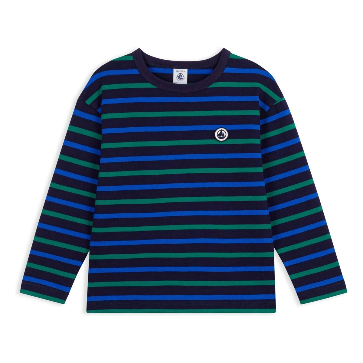 Petit Bateau - Striped T-Shirt with Badge | Blue