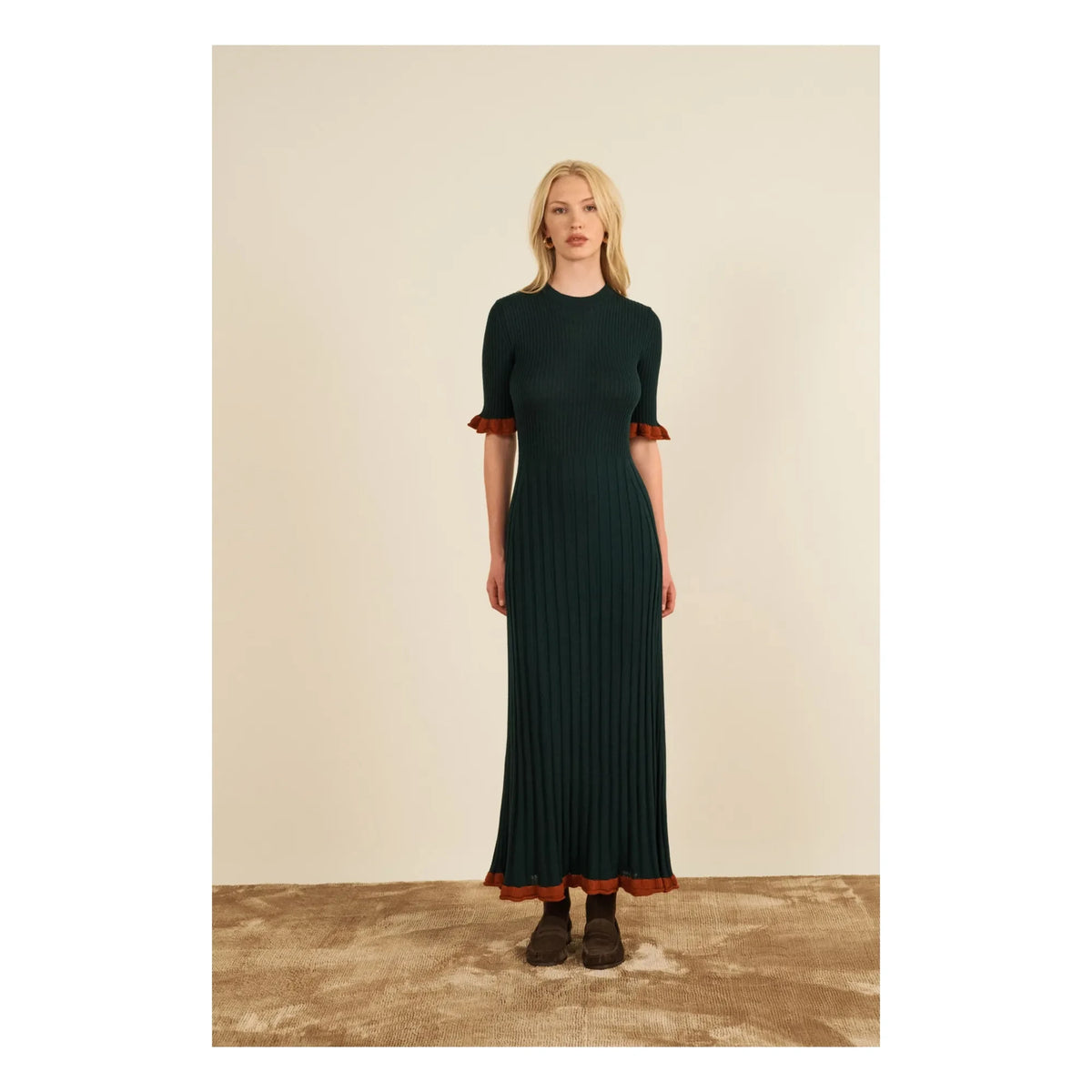Maria de la Orden - Magda Extra Fine Merino Wool Dress | Dark Green