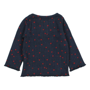 Búho - Mini Baby Hearts T-Shirt | Navy