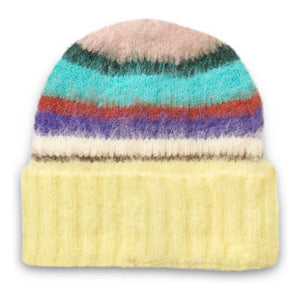 Molo - Striped Black Beret | Pale Yellow