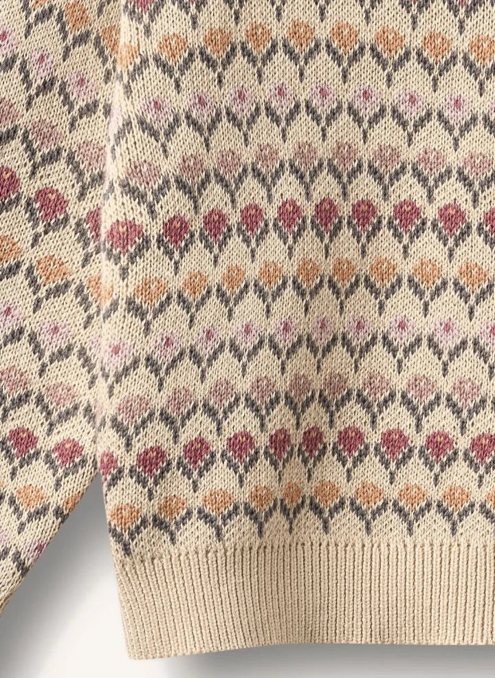 Wheat - Harlow Organic Cotton Jacquard Sweater | Beige