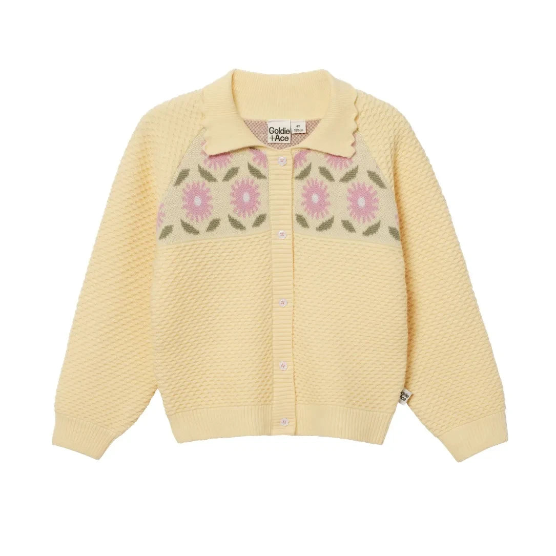 Goldie + Ace - Pale Yellow Floral Cardigan