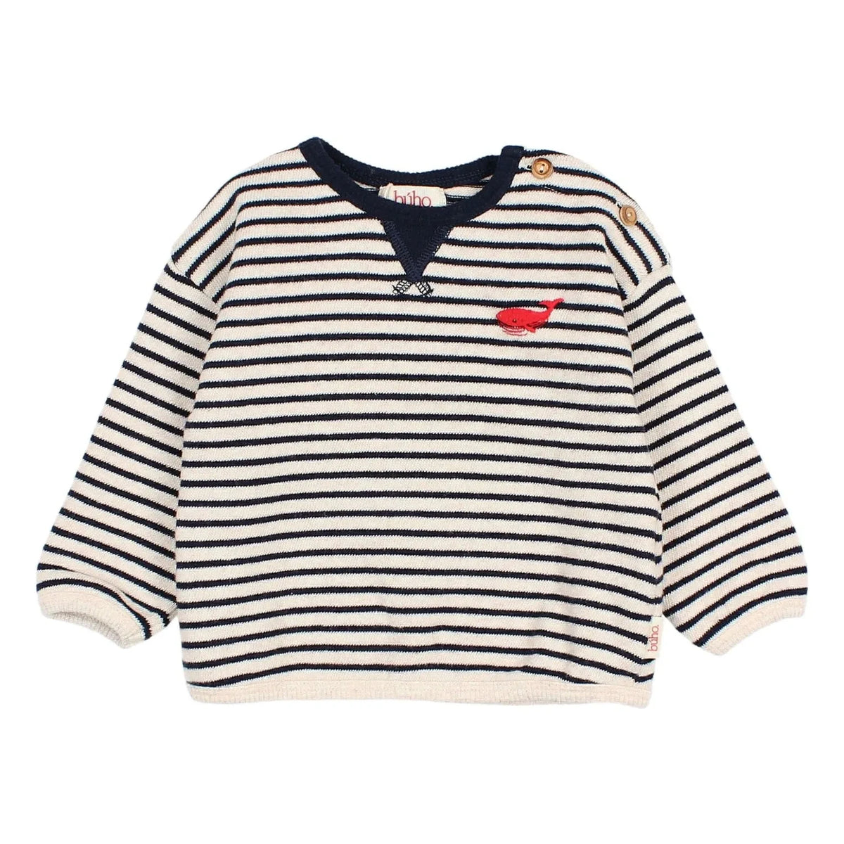 Búho - Striped Whale Sweater | Navy Blue