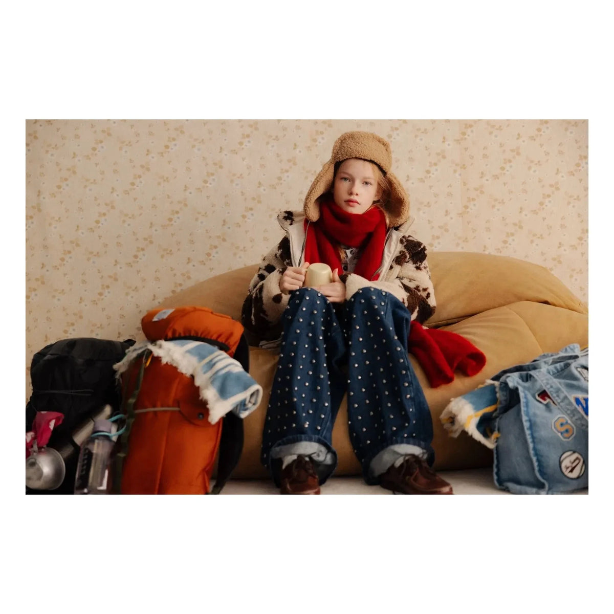 the new society - Blue Sequin Wide Leg Trousers