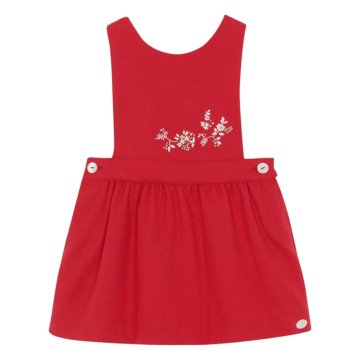 Tartine et Chocolat - Cherry Red Dress with Flower Embroidery
