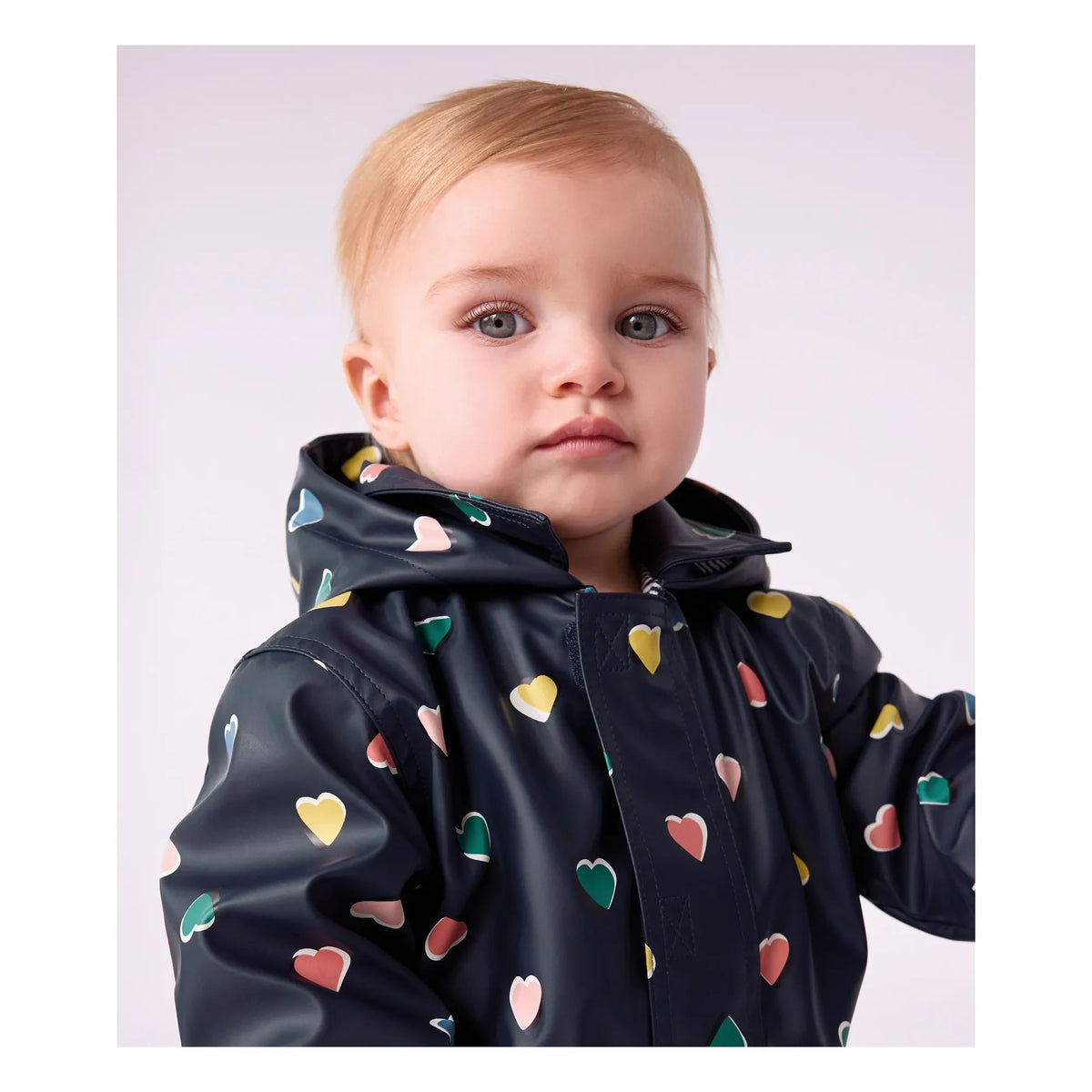 Petit Bateau - Iconic Heart Pattern Baby Raincoat | Navy