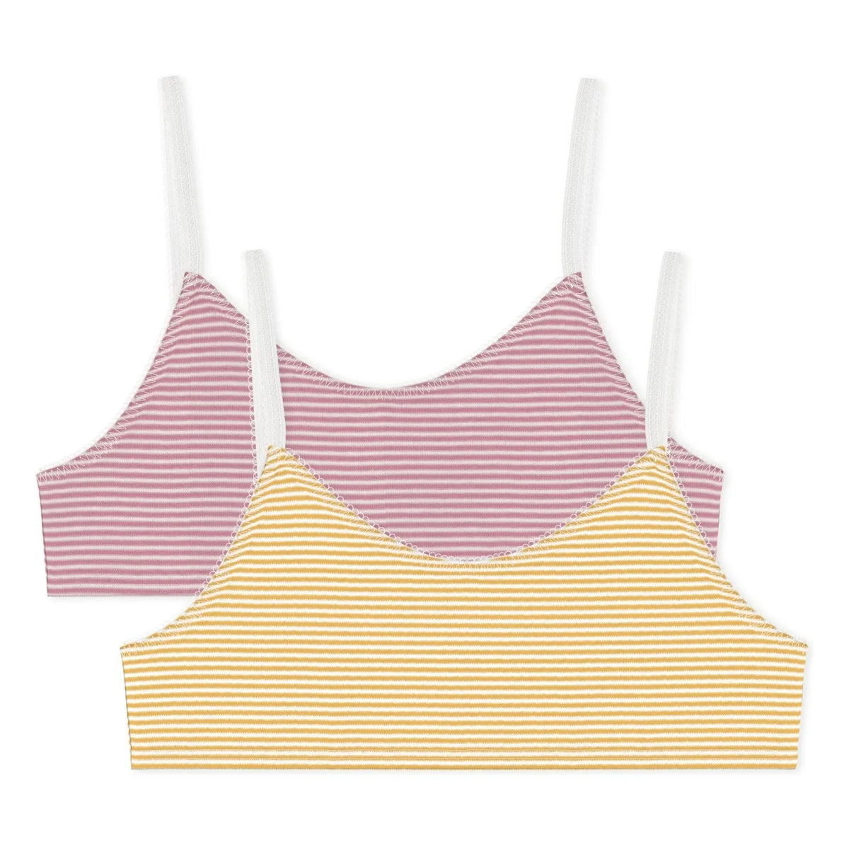Petit Bateau - Set of 2 Striped Organic Cotton Bras | Yellow