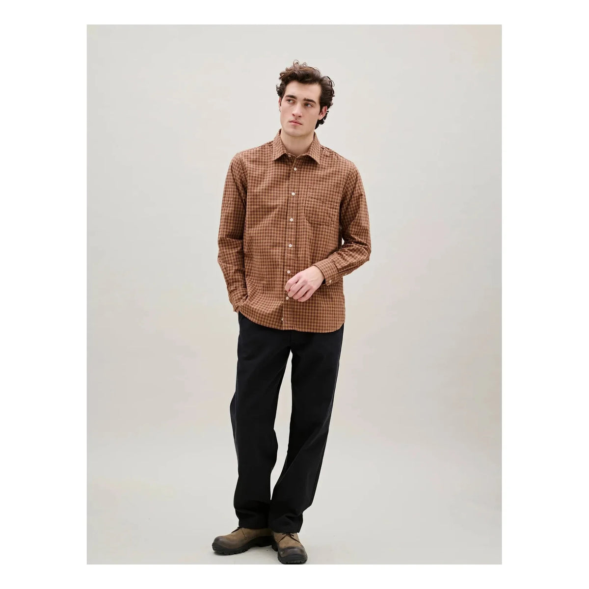 Forét - Ridge Check Flannel Shirt | Rust