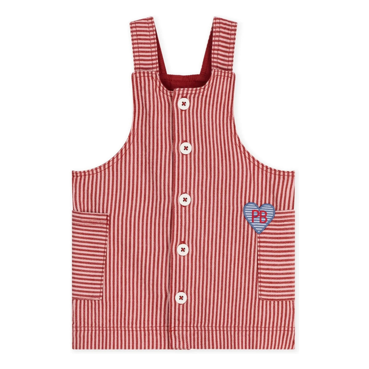 Petit Bateau - Striped Organic Cotton Overall Dress | Pink