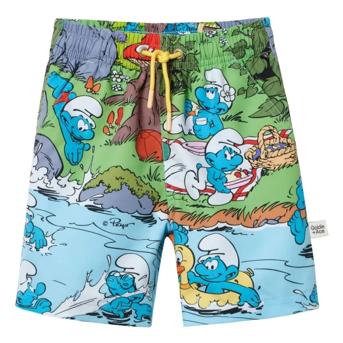 Goldie + Ace - Goldie + Ace x Smurfs with Smurfs | Blue Swim Trunks