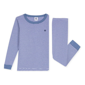 Petit Bateau - Milleraies Organic Cotton Slim Fit Striped Pajama | Blue