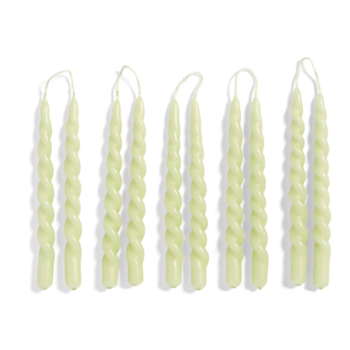 Hay - Swirl Mini Candles - Set of 10 | Light Green