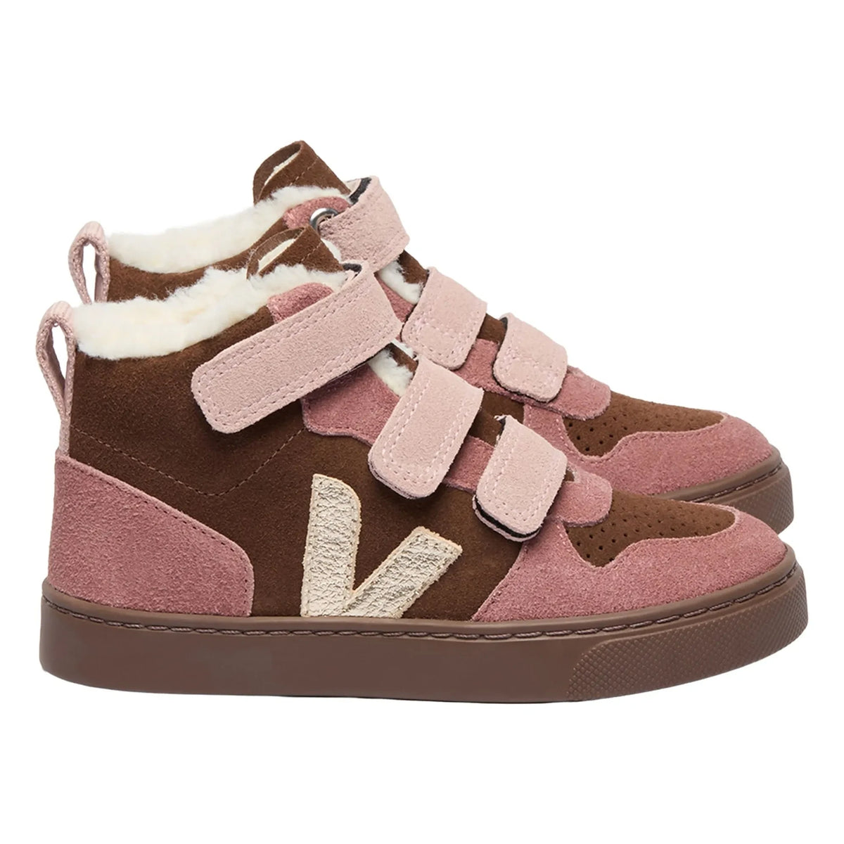 Veja - V-10 Mid Winter Suede Velcro Sneakers | Powder Pink