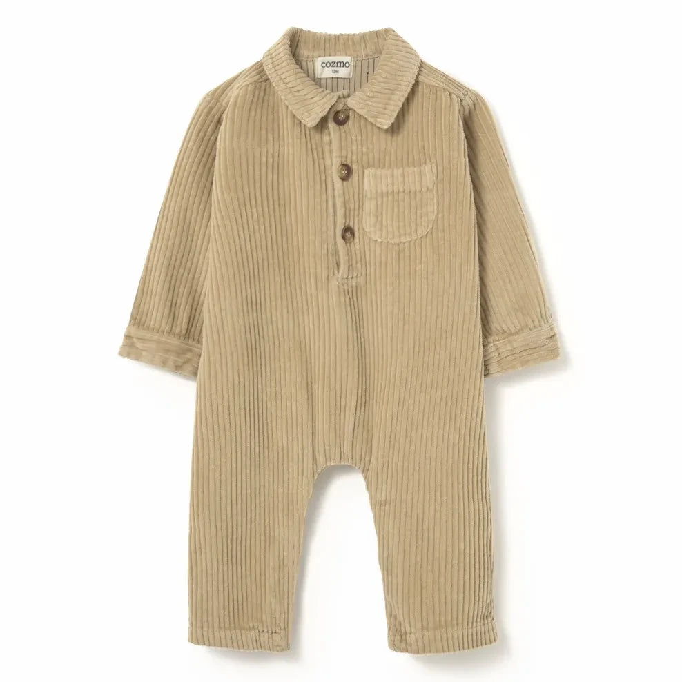 Cozmo - Blai Velvet Organic Cotton Jumpsuit | Beige