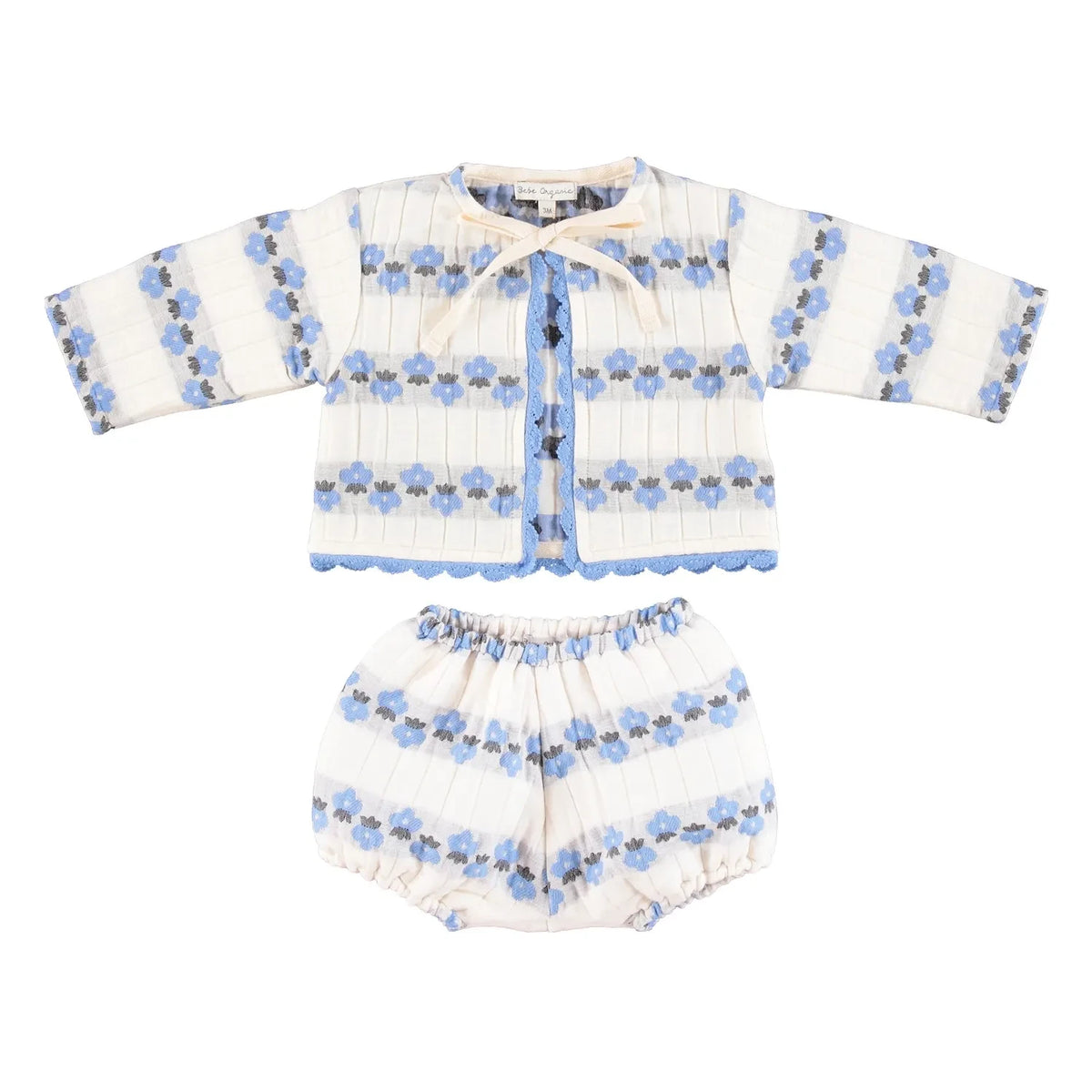 Bebe Organic - Scilla Flower Cardigan and Bloomer Set | Blue