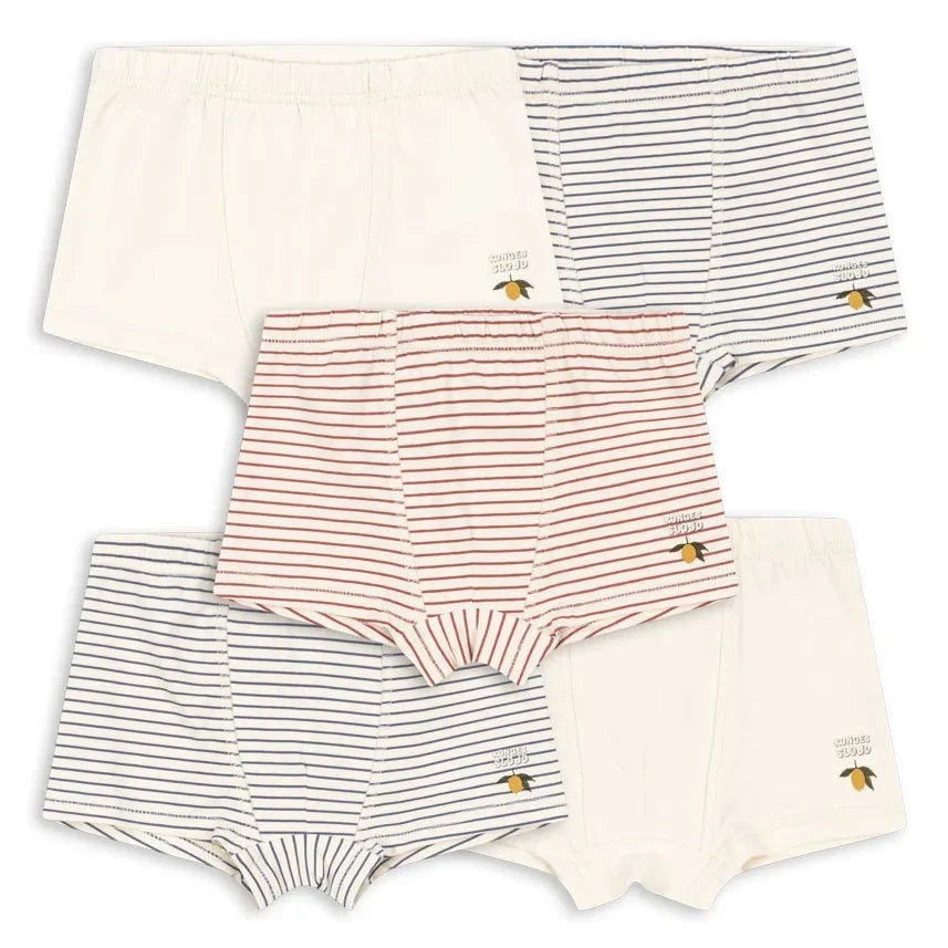Konges Sløjd - Set of 5 Striped Organic Cotton Boxer Shorts | Ecru