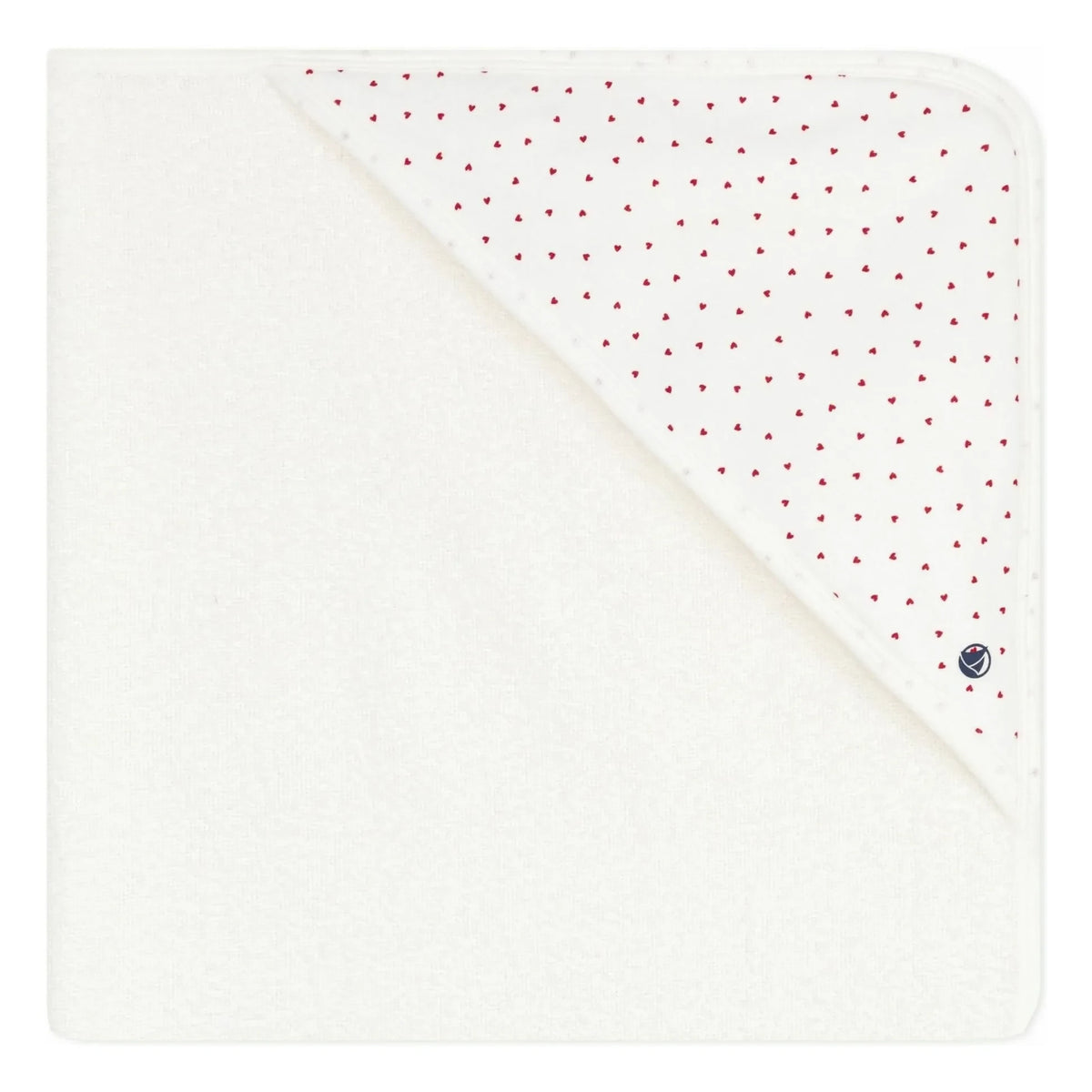 Petit Bateau - Heart Pattern Bath Cape | White