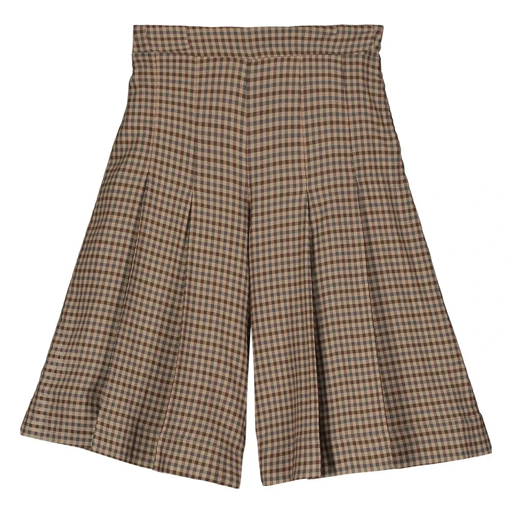 Tangerine - High Waisted Houndstooth Bermuda Shorts | Brown