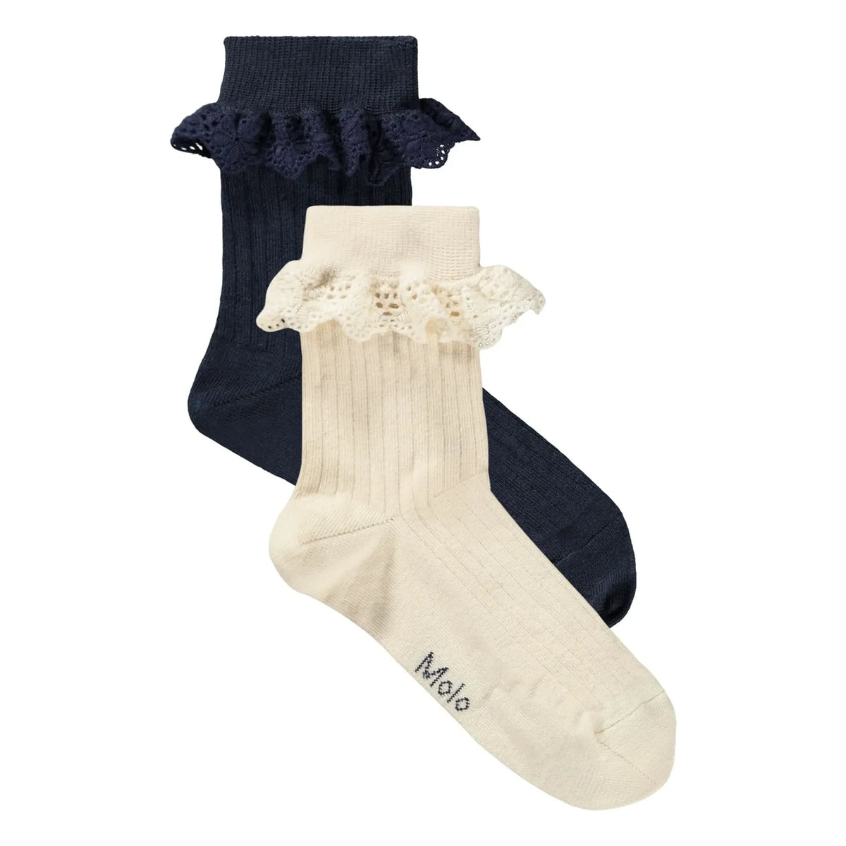 Molo - 2 Pair Nana Ruffled Sock Set | Cream