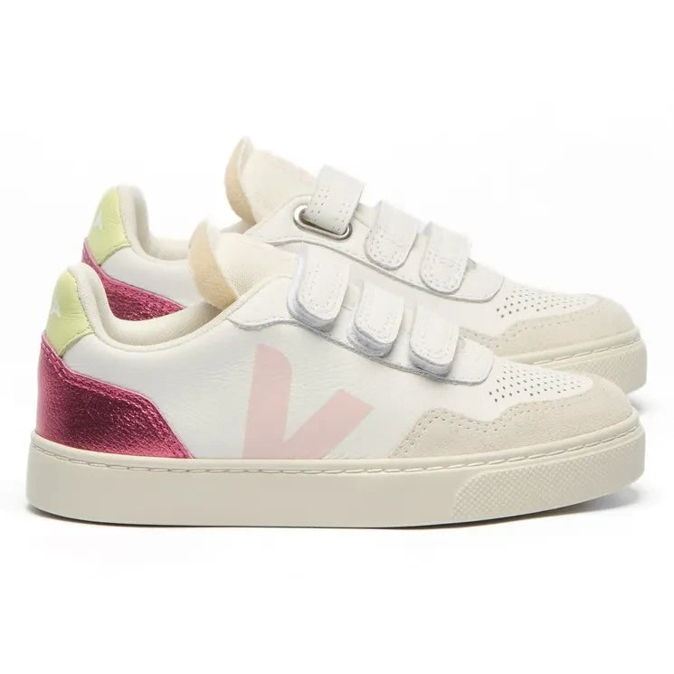Veja - Scuffed Effect Sneaker Small V-90 Leather O.T | White