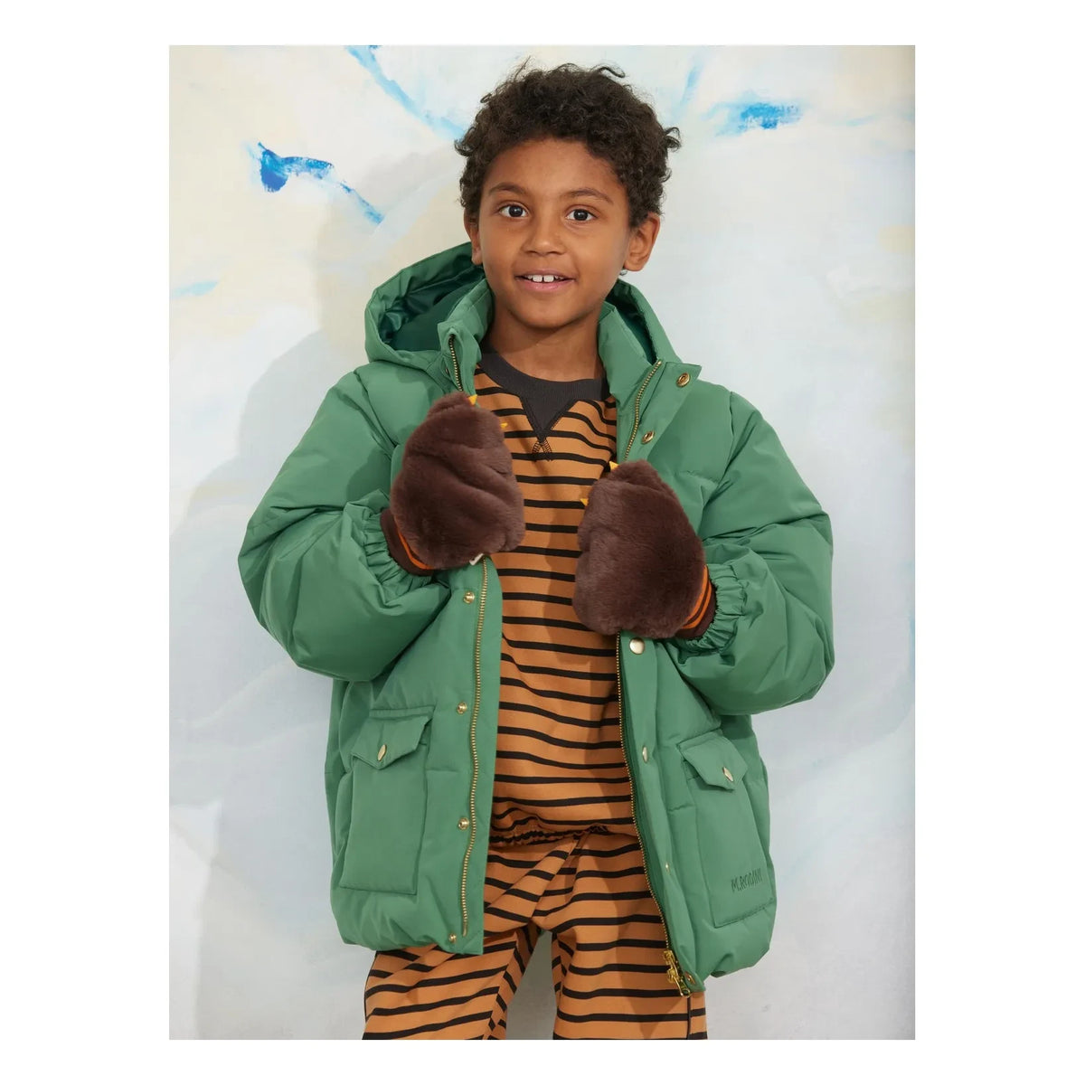 Mini Rodini - Organic cotton striped sweatshirt | Brown