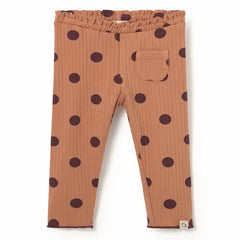 Cozmo - Mika Ruffled Leggings Organic Cotton Dots | Coral