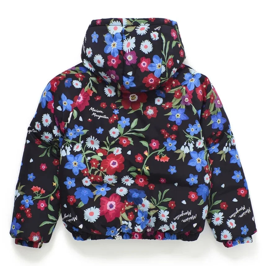Maison Mangostan - Floral Printed Puffer Jacket | Black