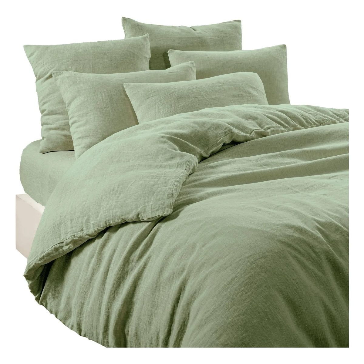 Haomy - Linen Elastic Fitted Sheet Leria | Almond