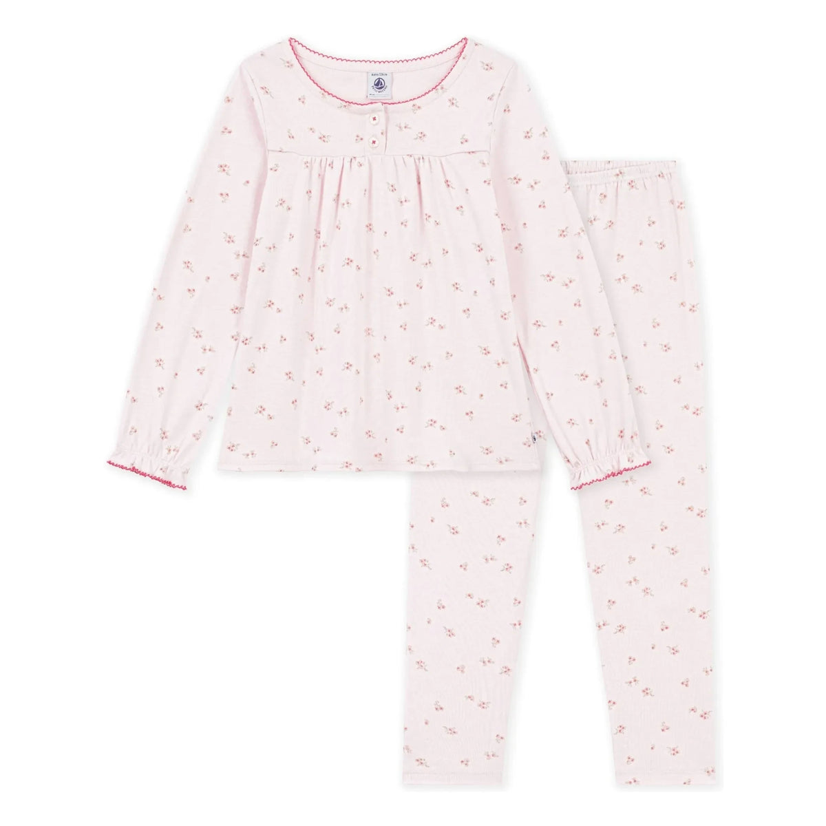 Petit Bateau - Organic cotton floral patterned pajamas | Pink
