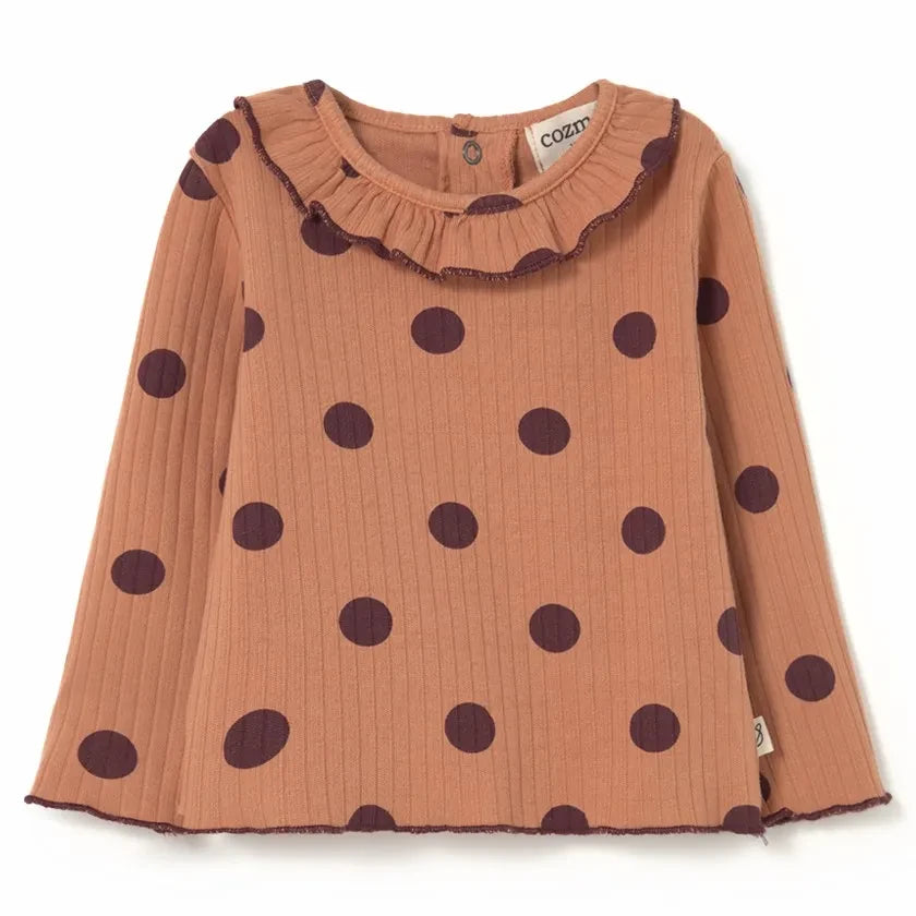 Cozmo - Ayana Pois Ruffled Collar T-Shirt | Coral