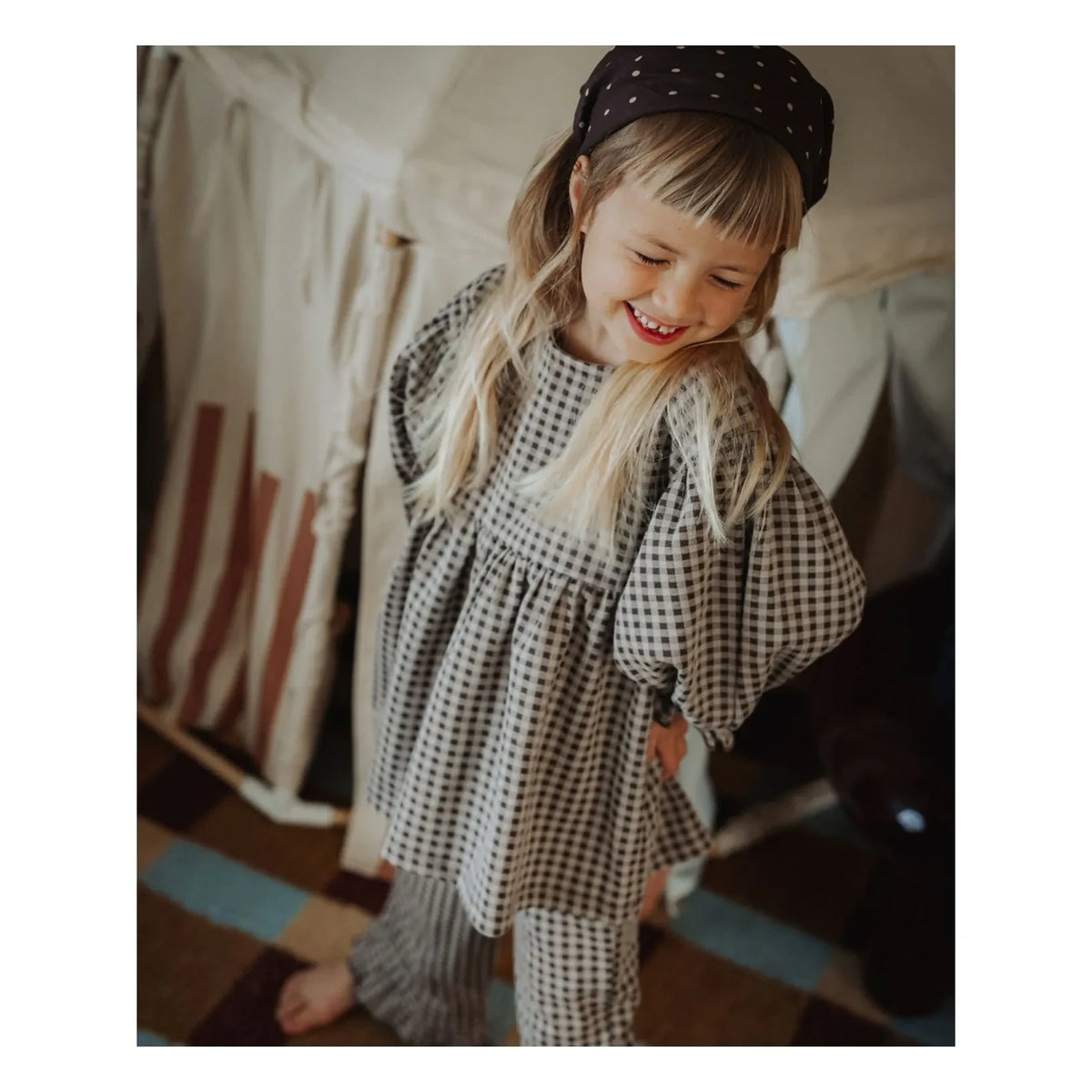 Fliink - Ella Check Organic Cotton Blouse | Brown