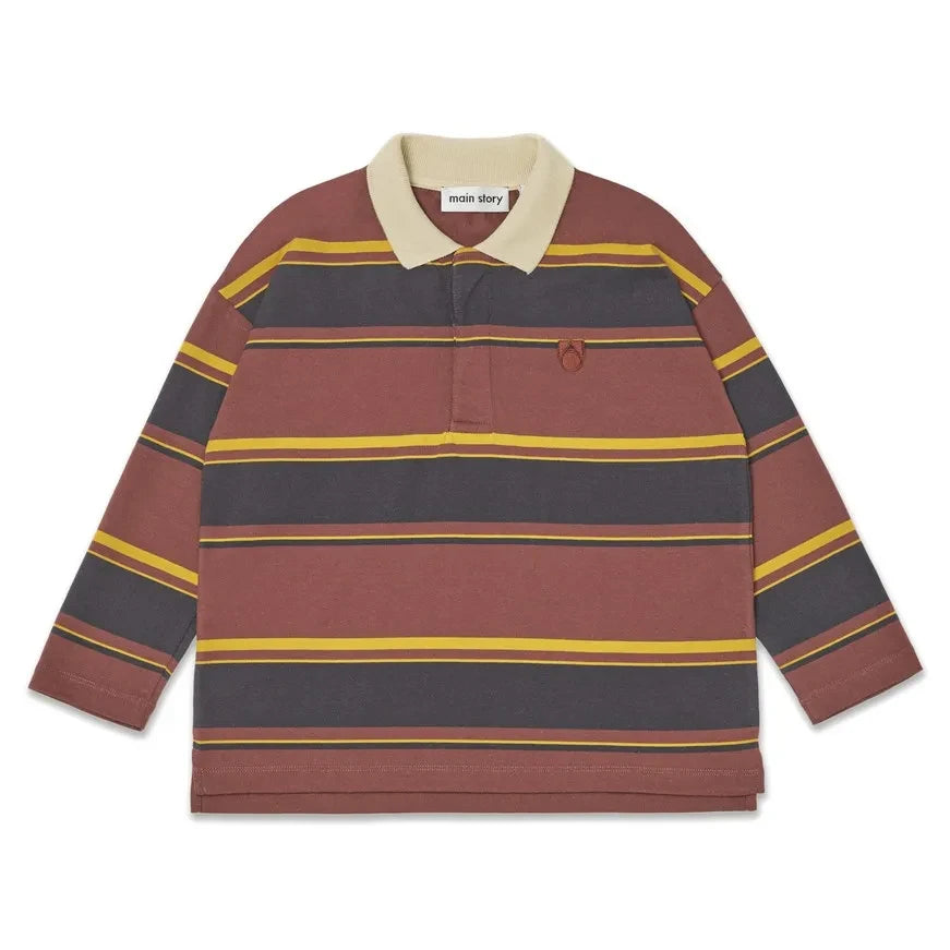 Main Story - Organic Cotton Striped Polo Shirt | Brown
