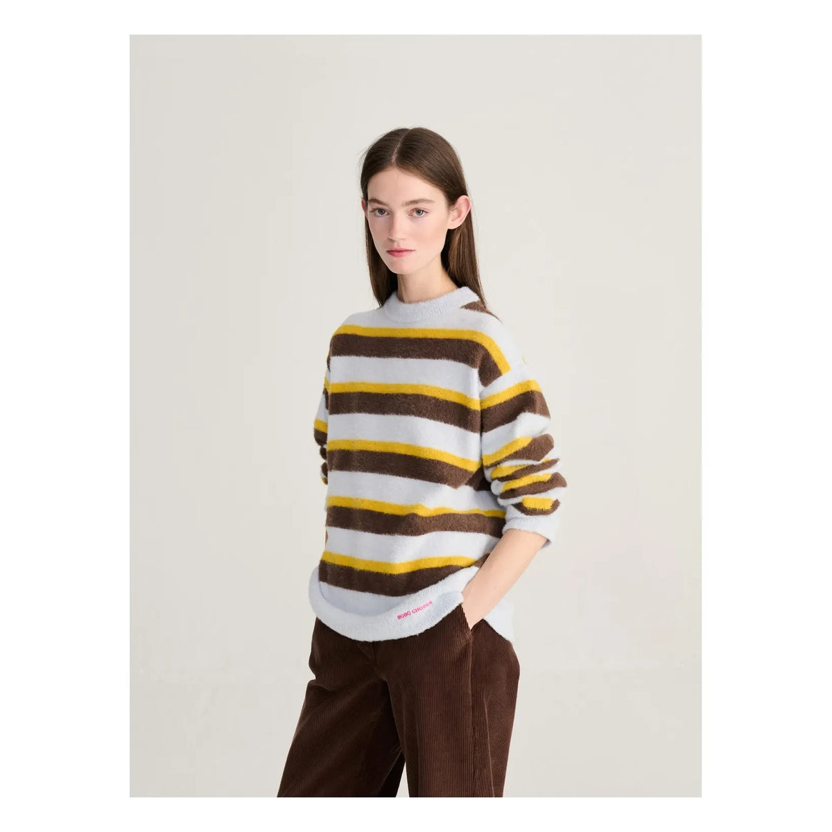 Bobo Choses - Striped Merino Wool Sweater | Brown