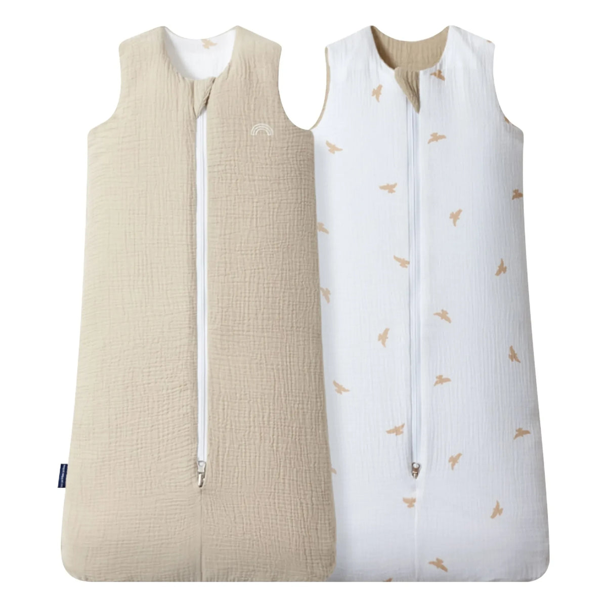 Les Petites Billes - Reversible multi-season sleep suit made of double-layer muslin fabric | Beige