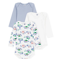 Petit Bateau - 3-Pack Bodysuit Set Paris Organic Cotton | White