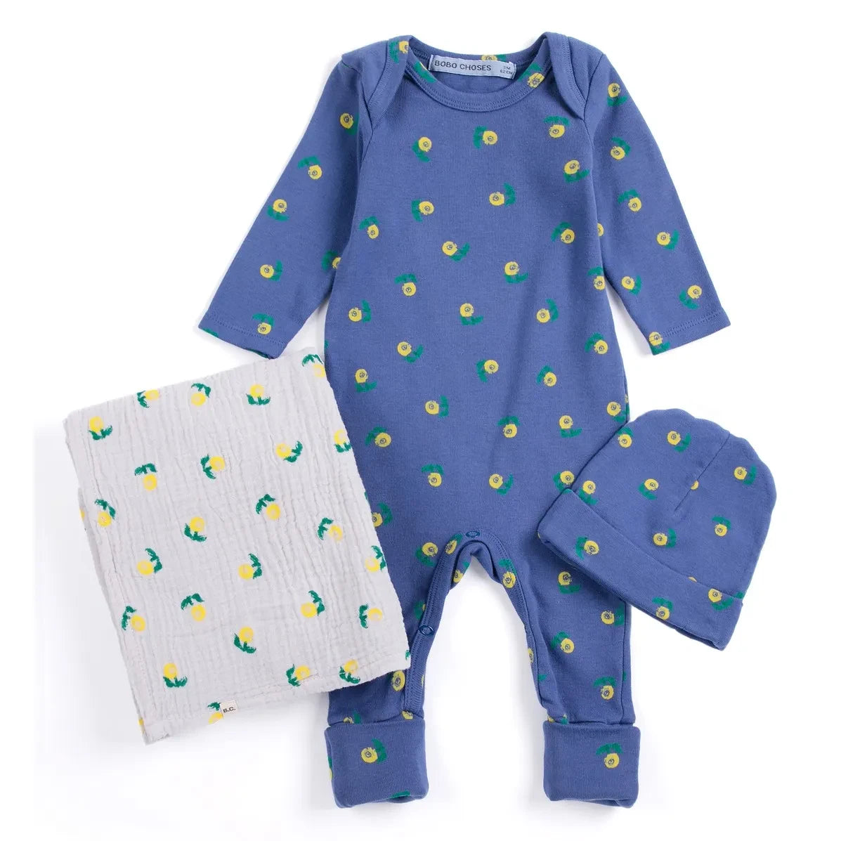 Bobo Choses - Gift Set Bodysuit, Hat and Romper, Organic Cotton Lemons | Mauve